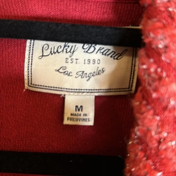 Lucky Brand Cardigan Sweater Medium Red Shimmer Medium - Picture 3 of 8